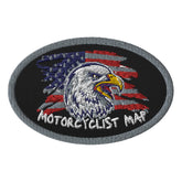 Motorcyclist Map Embroidered Oval Patch